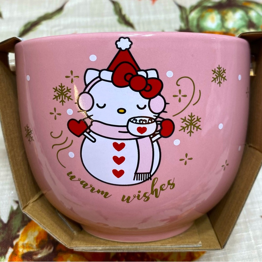 Hello Kitty Christmas ceramic bowl with chopsticks